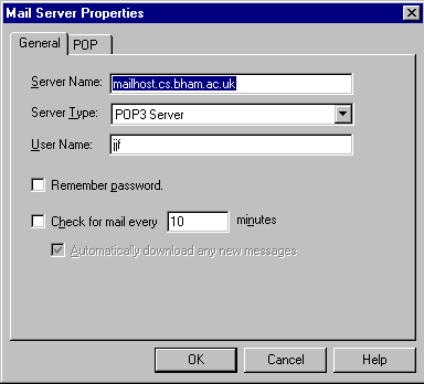 Mail Server Properties